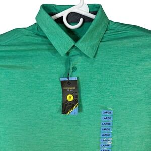 Members Mark Men's Heather Green Jersey Performance Polo Shirt 30 UPF Size L